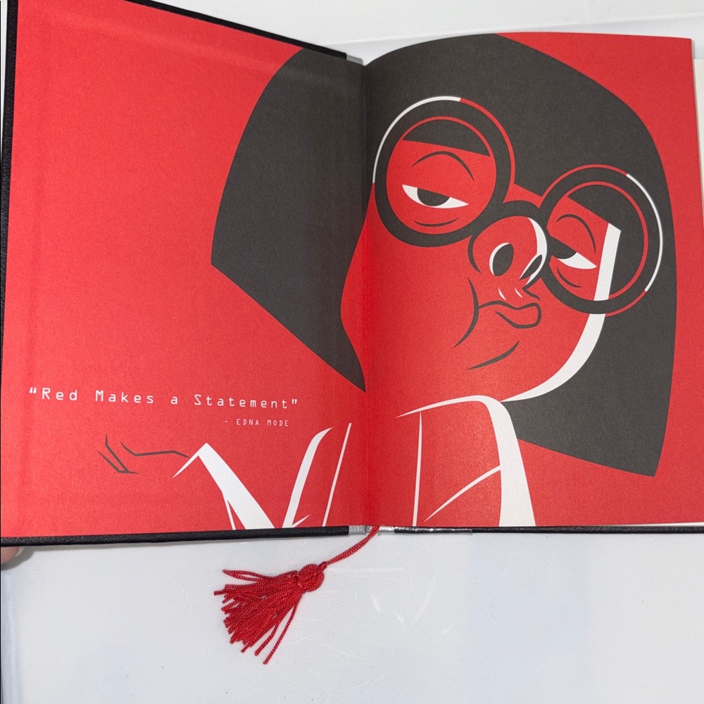 Disney Edna Mode The Incredibles Black Hardcover Notebook with Red Tassel